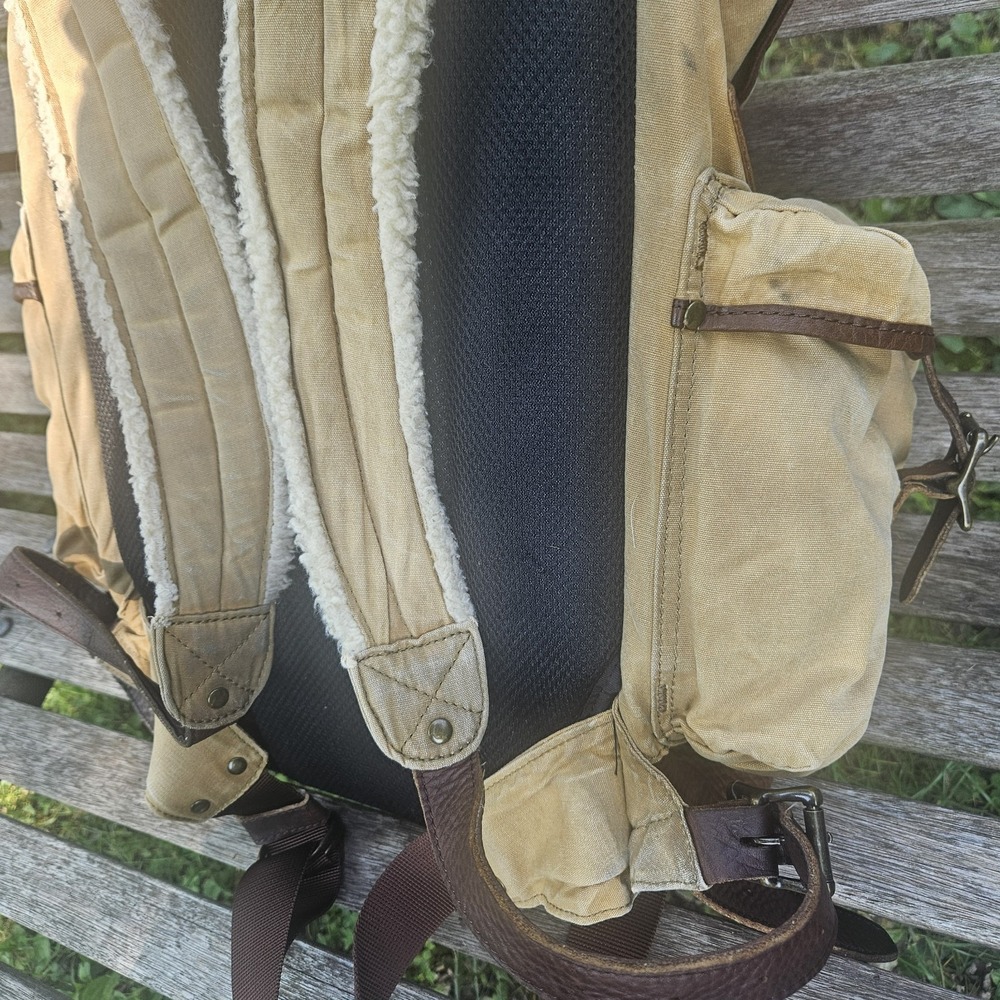 Vintage L.L. Bean Continental Rucksack Backpack Waxed Canvas Leather - Picture 8 of 16